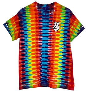 Reflective Colorful Tie Dye Retro Skater Custom Upcycled Tee Unisex Small Tshirt